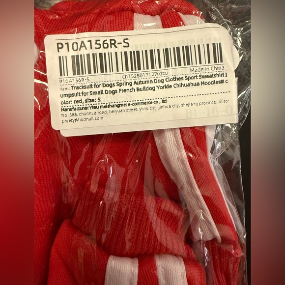 NEW matching Red track suit for small dogs. 2 size Small never worn - Picture 5 of 9
